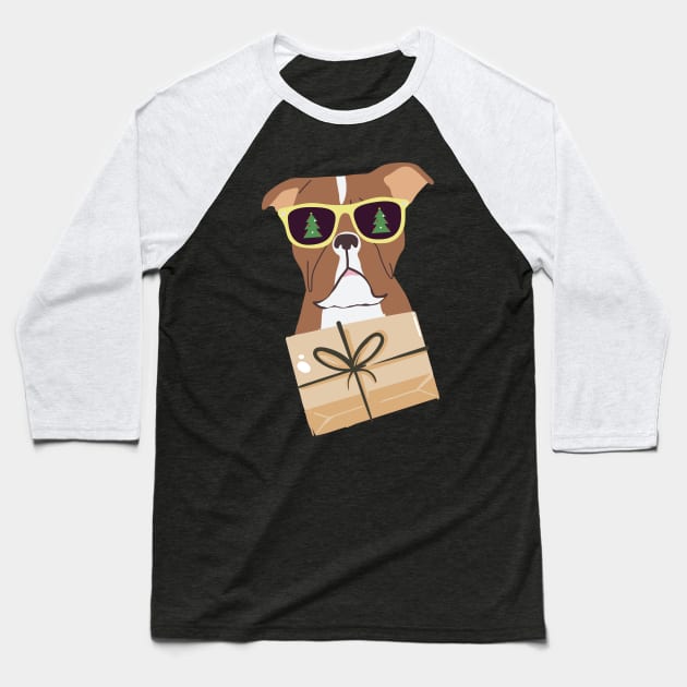 Boxer Dog Christmas Design Baseball T-Shirt by BeLightDesigns